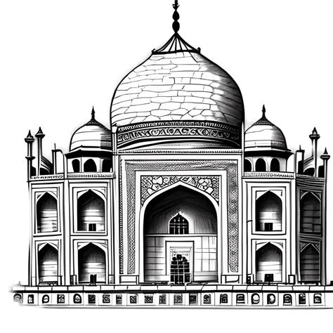 Taj Mahal Coloring Page Black And White Bold Lines · Creative Fabrica