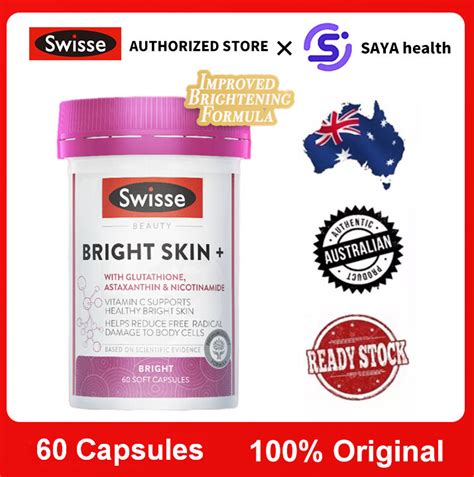 Swisse Beauty Bright Skin Plus 60 Soft Capsules With Glutathione Astaxanthin And Nicotinamide