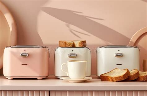 A White Three Slice Multi Toast Toaster And Coffee And Slices Of Bread