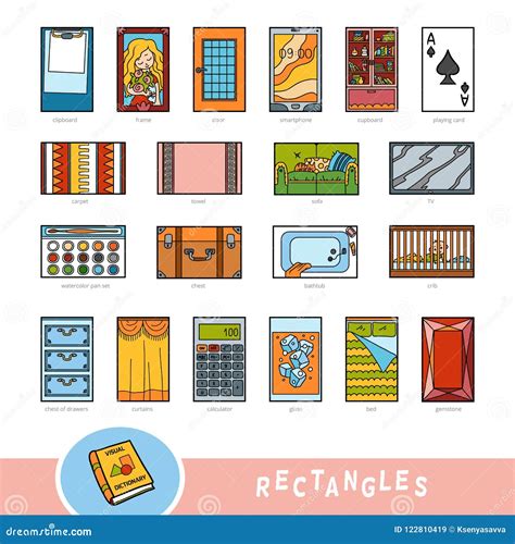 Colorful Set of Rectangle Shape Objects. Visual Dictionary Stock Vector - Illustration of ...