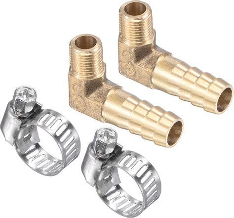 M METERXITY 2 Pack Brass Hose Barb Fittings 90 Degree Elbow 10mm