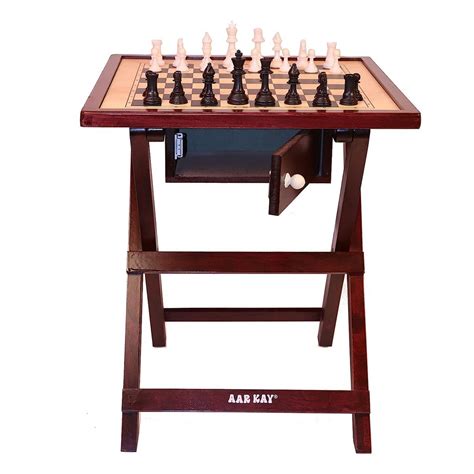 Buy WMX Aarkay Chess Table Wooden Handmade Chess Full Size Table Chess ...