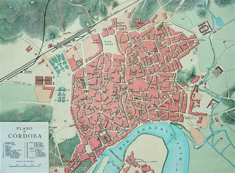 1900 Antique City Map of CORDOBA, ANDALUSIA, SPAIN. 124 Years Old Chart ...