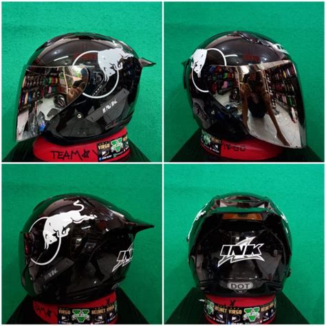 Jual Ink Metro Solid Black Glossy Paket Ganteng Red Bull Visor