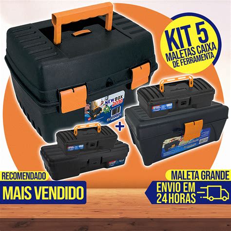 Kit 5 Maletas De Ferramentas Caixa De Ferramenta Maleta Grande