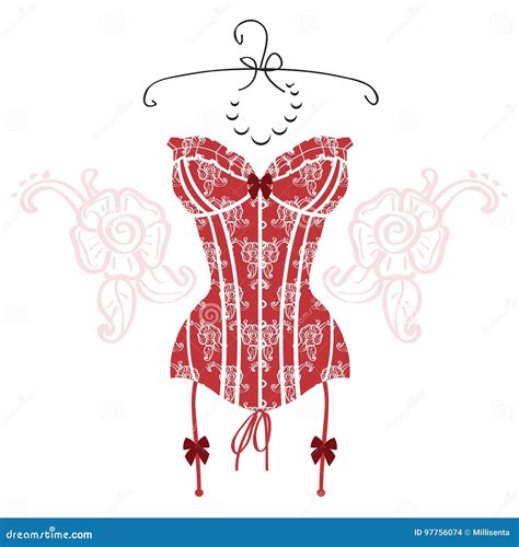 Corsetto D Annata Rosso Sexy Del S Di Signora Illustrazione