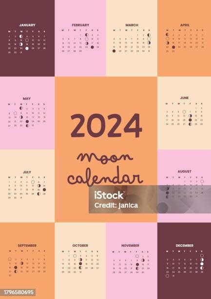 Ilustración De Calendario Lunar 2024 Y Más Vectores Libres De Derechos