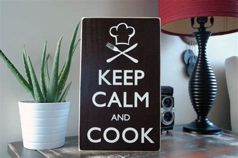 Keep Calm And Cook Kitchen Decor Sign Chef Sign Wood Wall Art