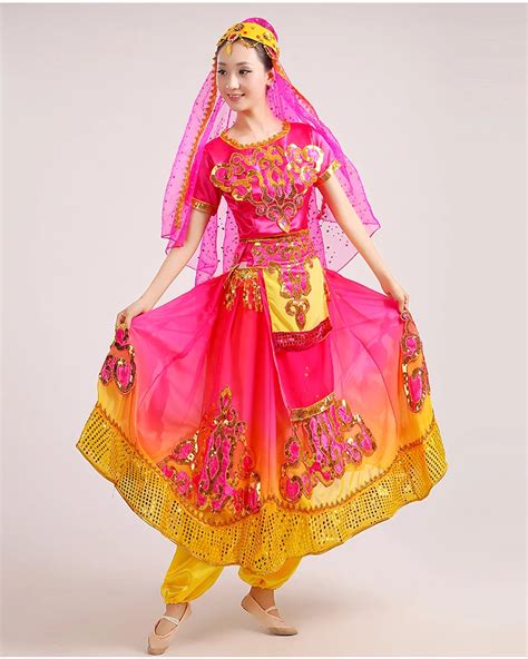 Uighur Costumes Chinese Folk Dance Dress Xinjiang Characteristic Dance