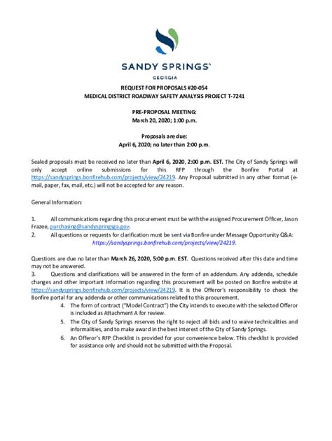 Fillable Online Request For Proposals Medical District Roadway