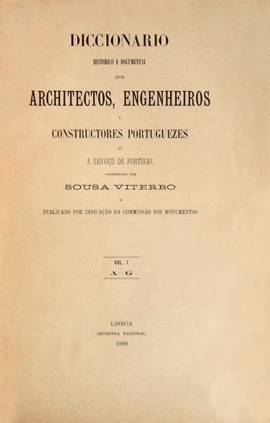 Diccionario Historico E Documental Dos Architectos Engenheiros E