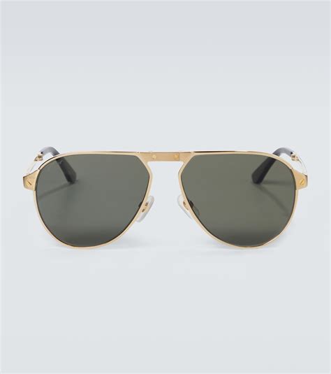 Cartier Aviator Sunglasses In Gold | ModeSens