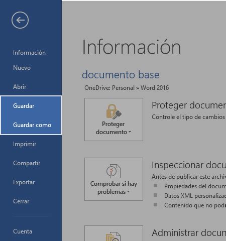 Word 2016 Cómo guardar un archivo