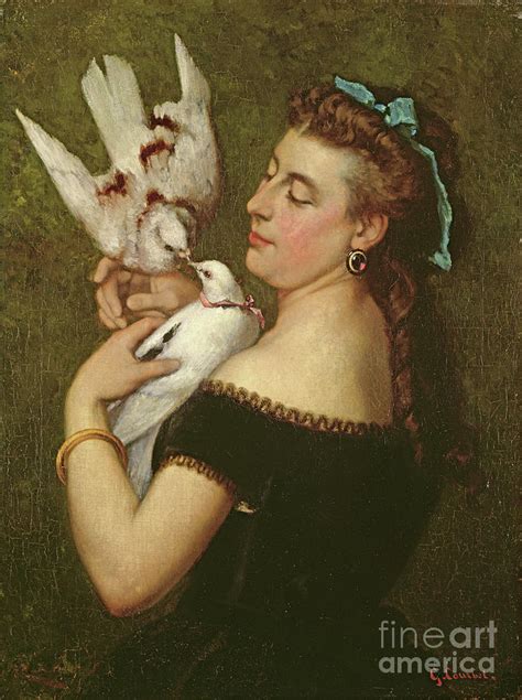 Woman With Pigeons Painting By Gustave Courbet Pixels