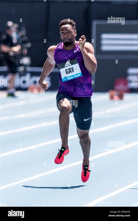 Tyson Gay USA Competing In The Men S 100m At The 2015 Adidas NYC Diamond League Grand Prix