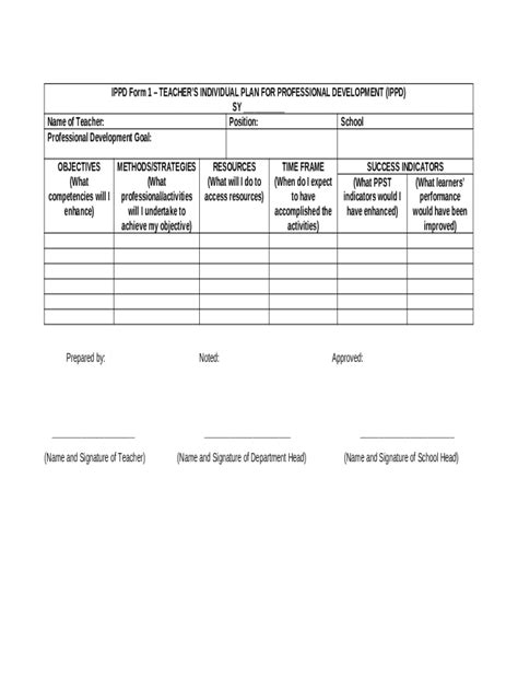 Fillable Online Form Template For Summarizing Ippd Goal Objectives