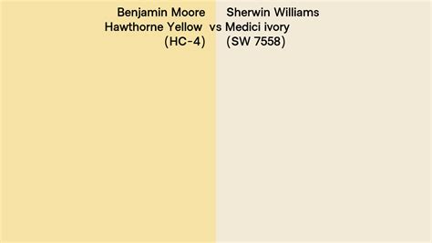 Benjamin Moore Hawthorne Yellow HC 4 Vs Sherwin Williams Medici Ivory