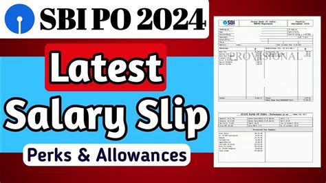 SBI PO Latest Salary Slip 2024 SBI PO Salary 2024 Perks Allowance