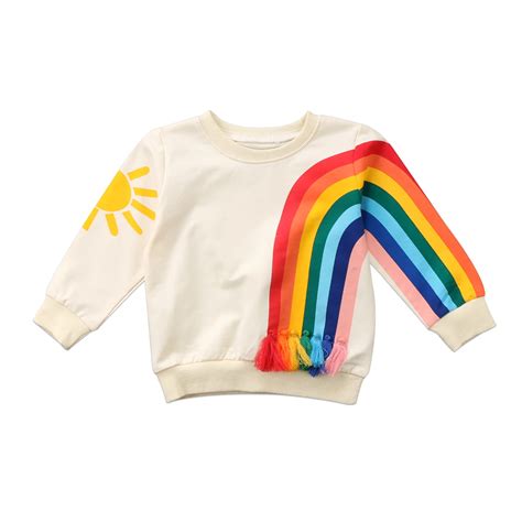 New Baby Girls Kids Rainbow T Shirt Clothes Long Sleeve O Neck Baby Boy Shirts Girl Cardigan-in ...