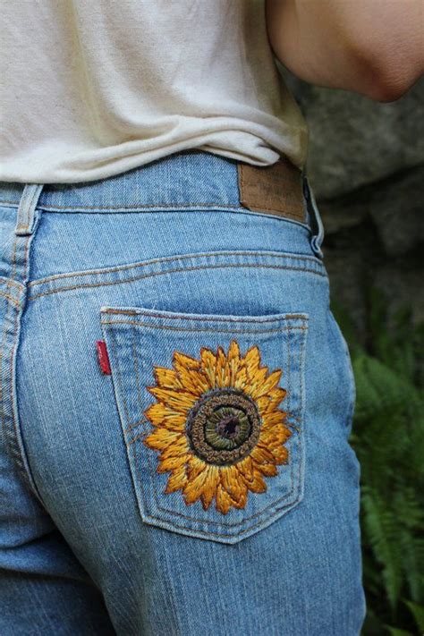 CUSTOM Hand Embroidered Jean Pocket Etsy Embroidered Jeans