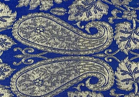 Blue Paisley Pure Brocade Silk Fabric At Rs Silk Brocade