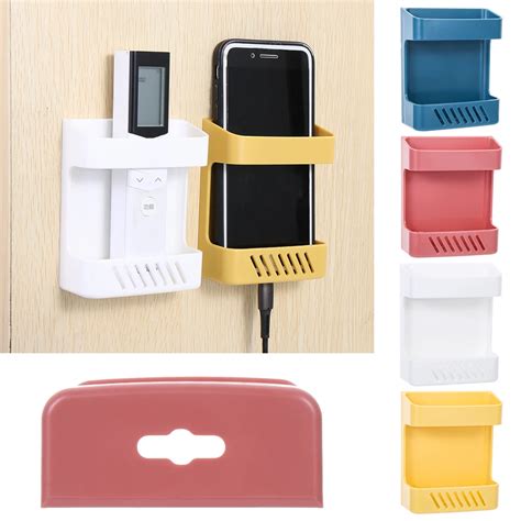 1pc Paste Mobile Phone Charging Holder Hanging Stand Wall Bracket