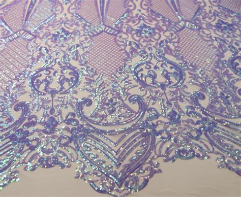 Designer Sequins 3 Mm Spandex Mesh Nude Iridescent Lavender 43 Stretch House Inc