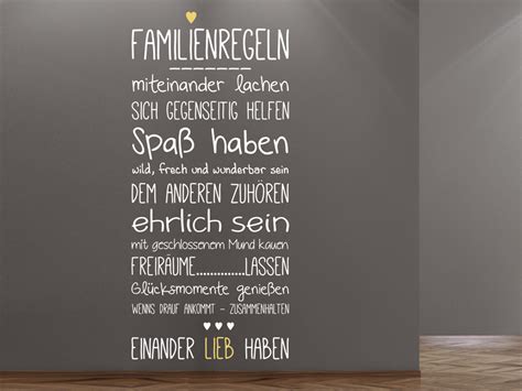 Wandtattoo Familienregeln Miteinander Lachen Spruch Wandtattoo