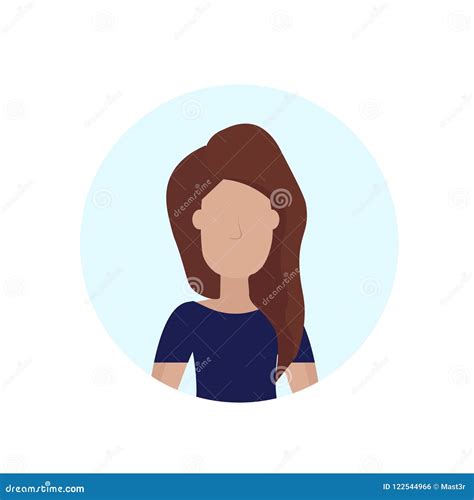 Woman Avatar Isolated Faceless Female Cartoon Character Portrait Flat Stock Vector