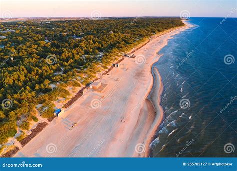 A Tourist Place To Stay in Palanga. Beach in Lithuania during Sunset ...