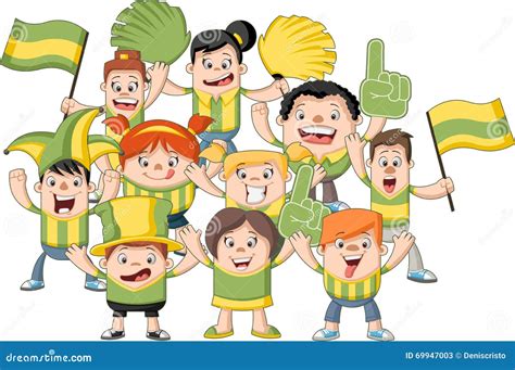 Group Of Cartoon Sport Fans Stock Vector Illustration Of Competitive