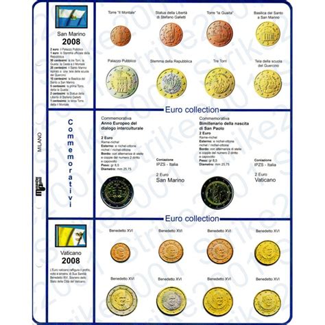 Kit Foglio Plastificato Per Seriette 8 Monete San Marino Vaticano