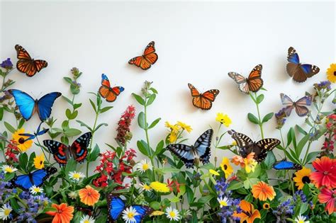 Premium Photo | Butterfly Garden On White Background