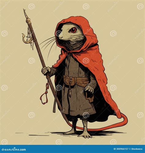 Meditative Rat: a Dark Beige and Red Illustrated Masterpiece Stock Illustration - Illustration ...