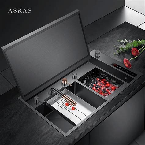 Asras Hidden Double Sinks Ultrasonic Smart Purifying Kitchen Island