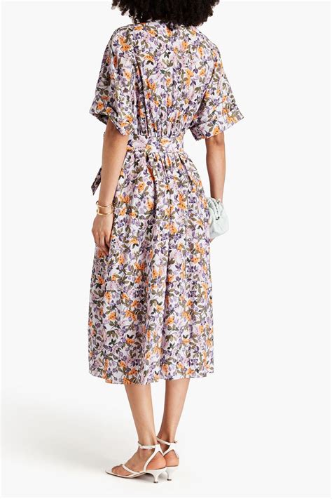 Vince Floral Print Poplin Midi Dress The Outnet