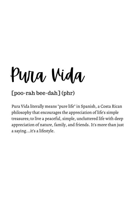 Pura Vida Definition Print Wall Decor Art Print Office Decor Unique