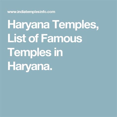 Haryana Famous Temples, List of Famous Hindu Temple in Haryana ...