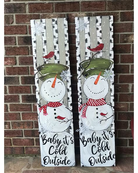 Tall Snowman Winter Porch Leaner Sign Baby Its Cold Outside Front Door