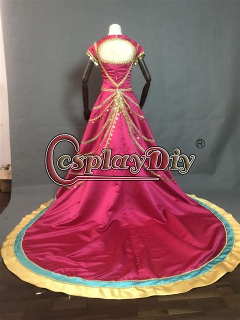 Cosplaydiy 2019 Aladdin Jasmine Princess Red Delux Fancy Dress Women