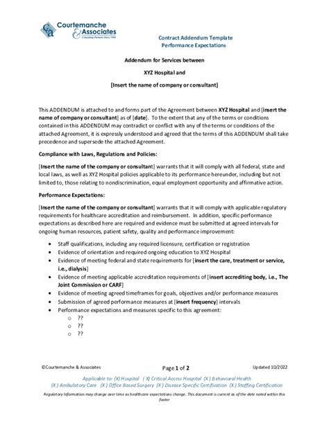 Fillable Online Policy Addendum Template Tool For Clinical Contractscanda