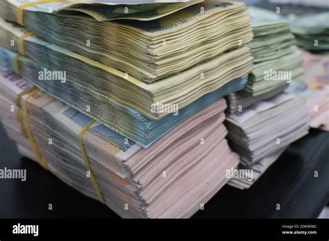 Romanian leu banknotes on a black background Stock Photo - Alamy