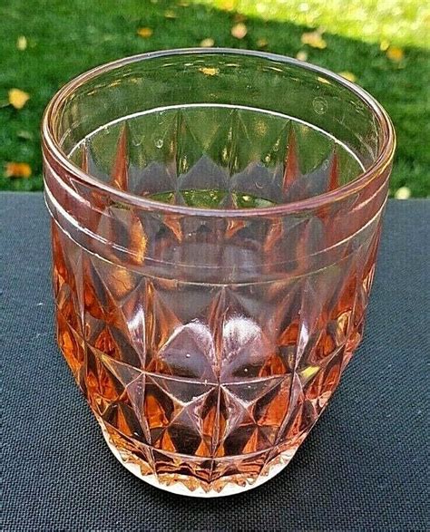 Jeannette Pink Windsor Diamond 3 3 4 Flat Tumbler 9 Oz EBay