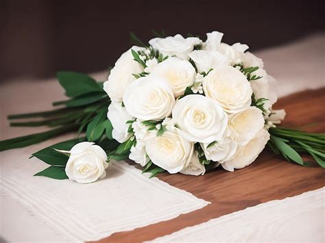 Premium Photo | Green and white wedding flower bouquet