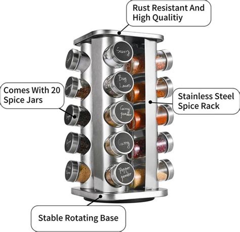 Kruidenrek Met Kruidenpotjes Graden Draaibare Roestvrijstalen