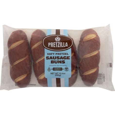 Pretzilla Soft Pretzel Sausage Buns 4 Pack 10 4oz Vegan Essentials