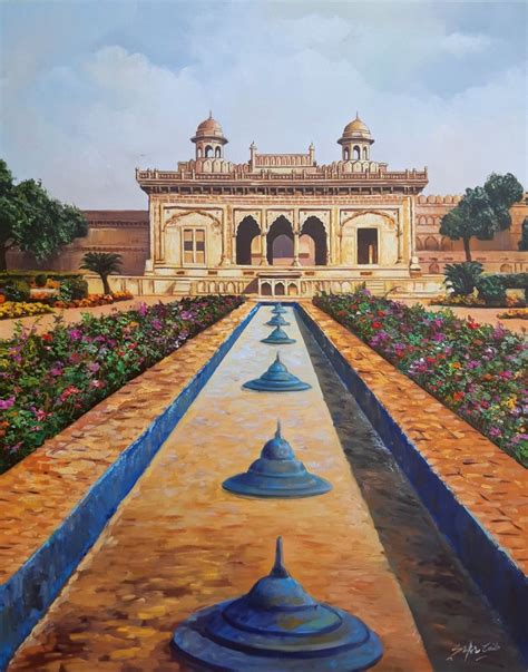 Mughal Garden Handmade Oil Paintings pakistani/indian Art - Etsy