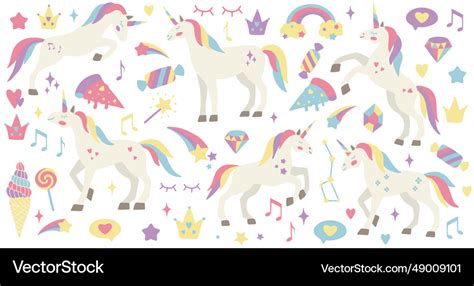 Cute unicorn set characters for birthday Vector Image