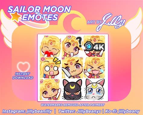 Sailor Moon Emotes Usagi Luna And Artemis Twitch Discord Youtube