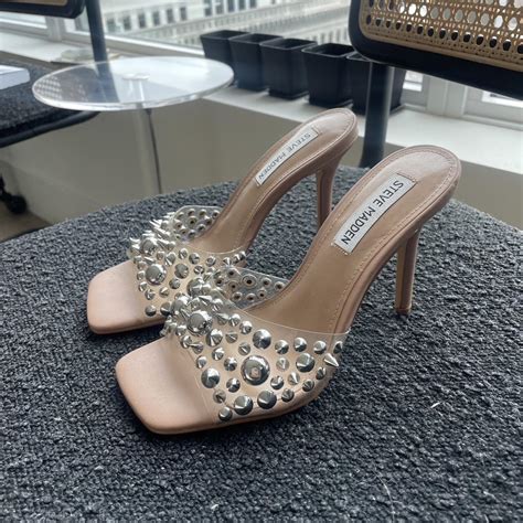 Steve Madden studded heels. Super comfy! Size 6... - Depop